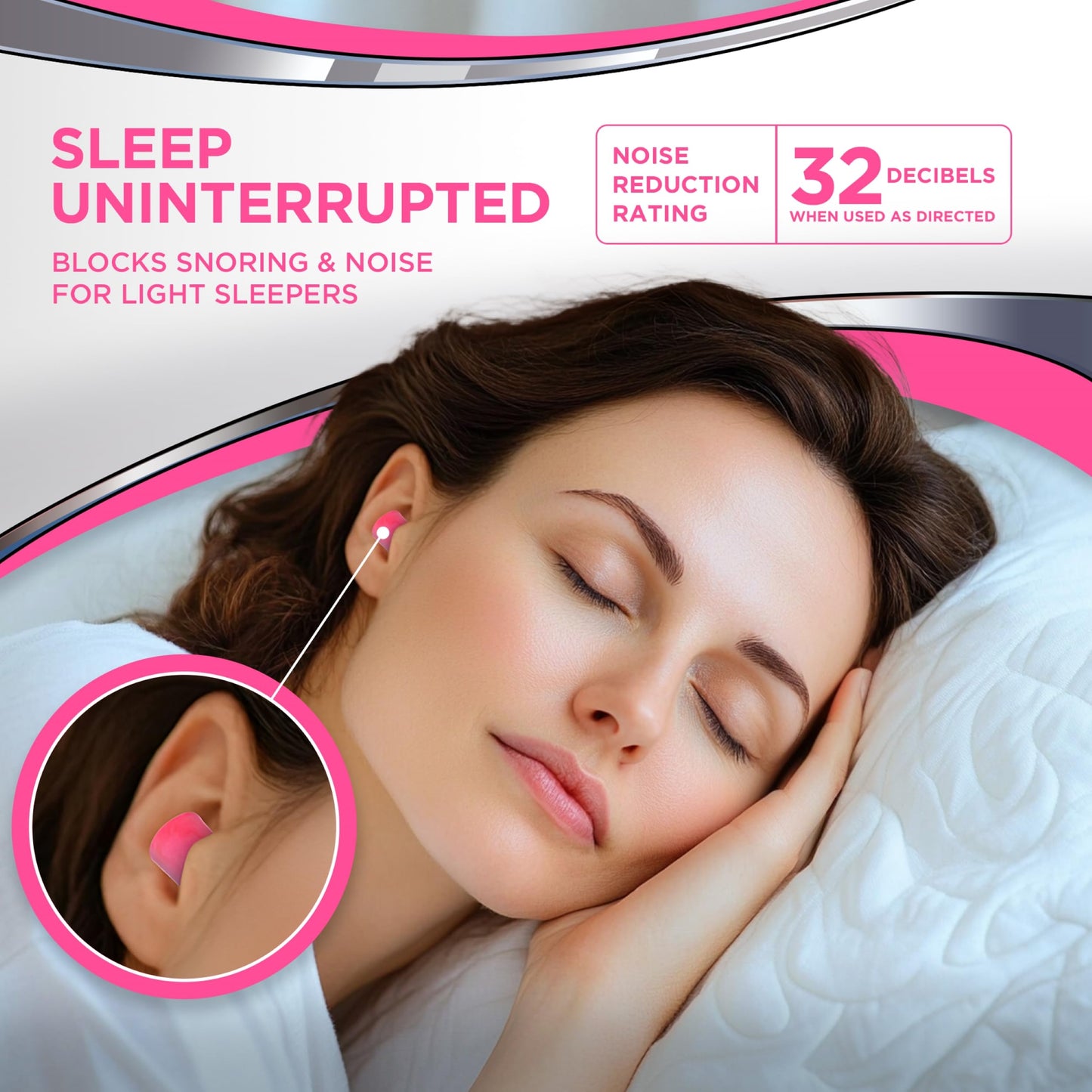 HEAROS Sleep Pretty in Pink Ear Plugs With The Highest Snoring & Noise Canceling Rating NRR 32 Making This Pink Ear Plugs For Sleeping The Best Gift