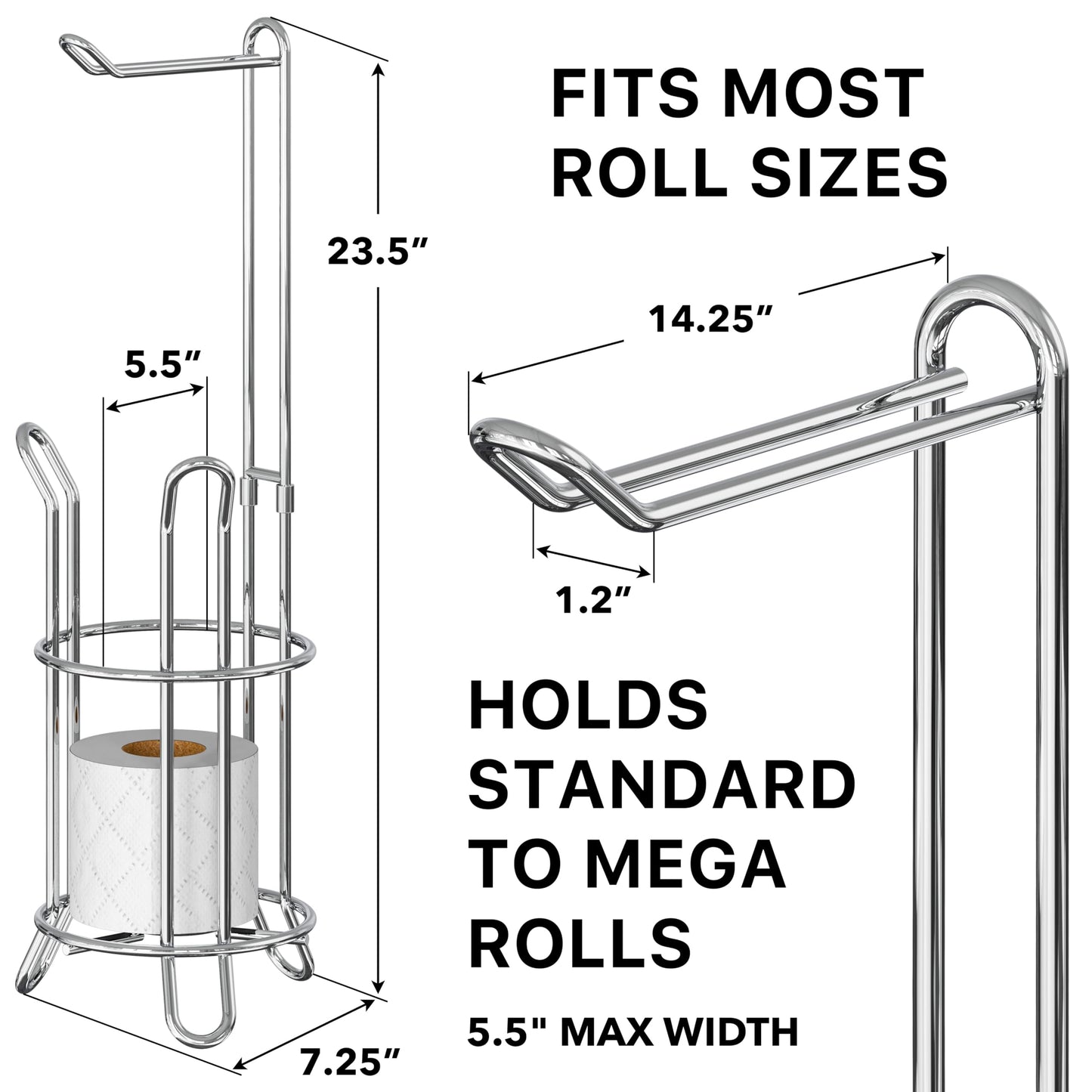 Simple Houseware Toilet Paper Holder Stand - Bathroom Tissue Paper Roll Storage, Chrome