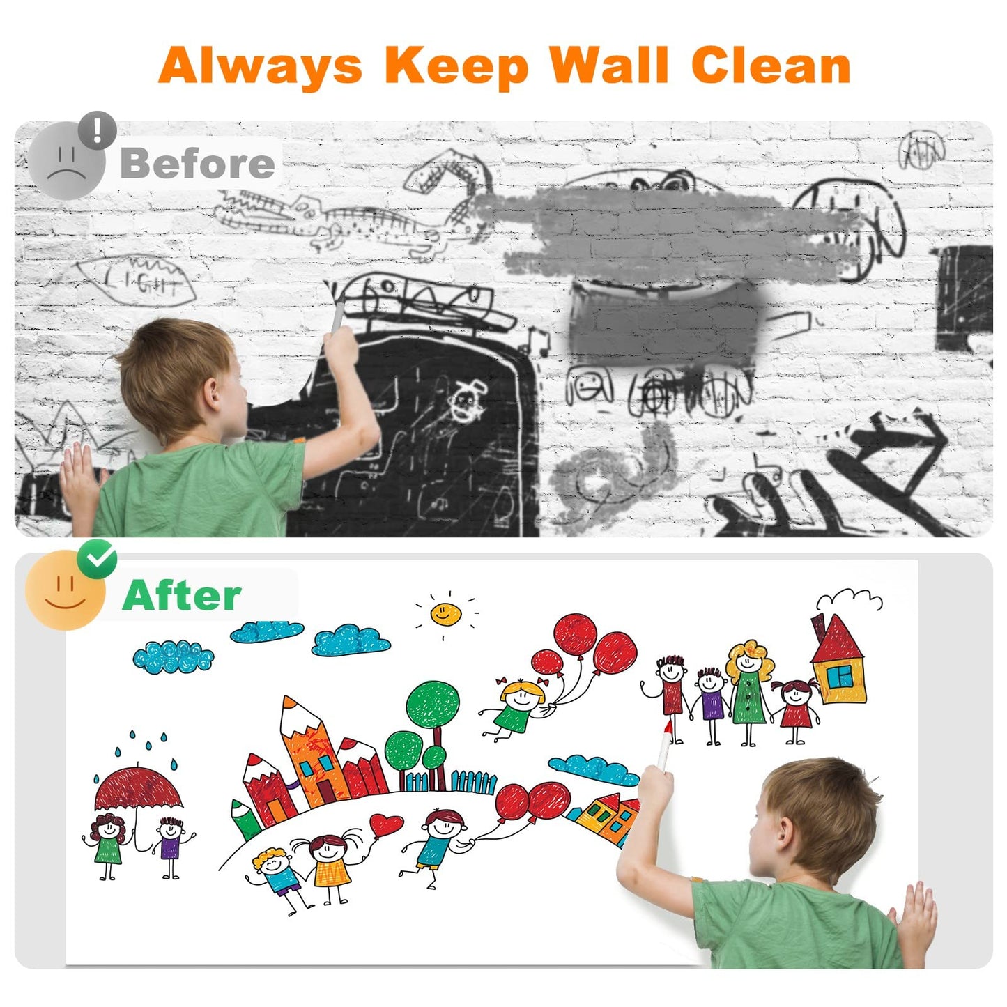 Nortix White Board Wallpaper, Modern Style Whiteboard Contact Paper, Super Sticky Whiteboard Sticker Wall Decal on Wall, Table, Doors, No Ghosting, 1 Piece (3 x 4 ft)