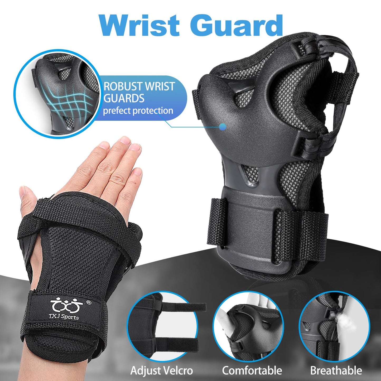 Knee Pads Elbow Pads with Wrist Guards Protective Gear Set for Kids Youth Adult Skateboard Sports Skateboarding Roller Skating Bicycling 6 in 1