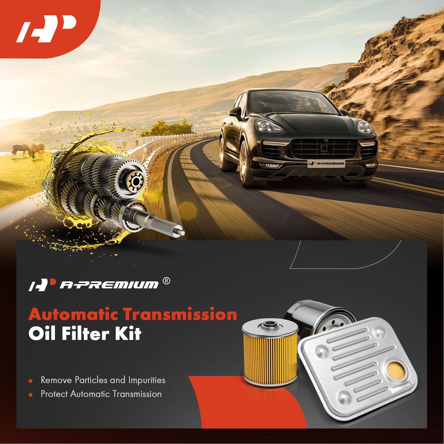 A-Premium Automatic Transmission Fluid Filter with Pan Gasket, Compatible with Ford F-150 2011-2017, F-250 Super Duty 2017-2022, F-350 Super Duty 2018-2022, Mustang, Expedition & Lincoln Navigator