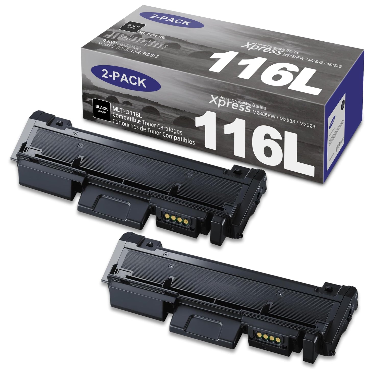 MLT-D116L D116L Toner Cartridge High Yield Black Replacement for Samsung D116L Toner Xpress M2885FW M2875FW M288X M2835 M2825DW M2825WN M2875FD M2825DW M2875FW Printer Ink 2 Pack