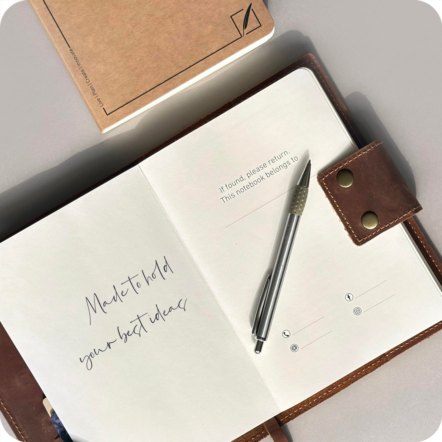 Albero Genuine Leather Refillable Journal for Men & Women - 5x8 Vintage Brown Handmade Leather Cover, 200+200 Lined & Unlined Pages (100gsm) - A5 Notebook Travel, Engineering, Executive & Writers Use