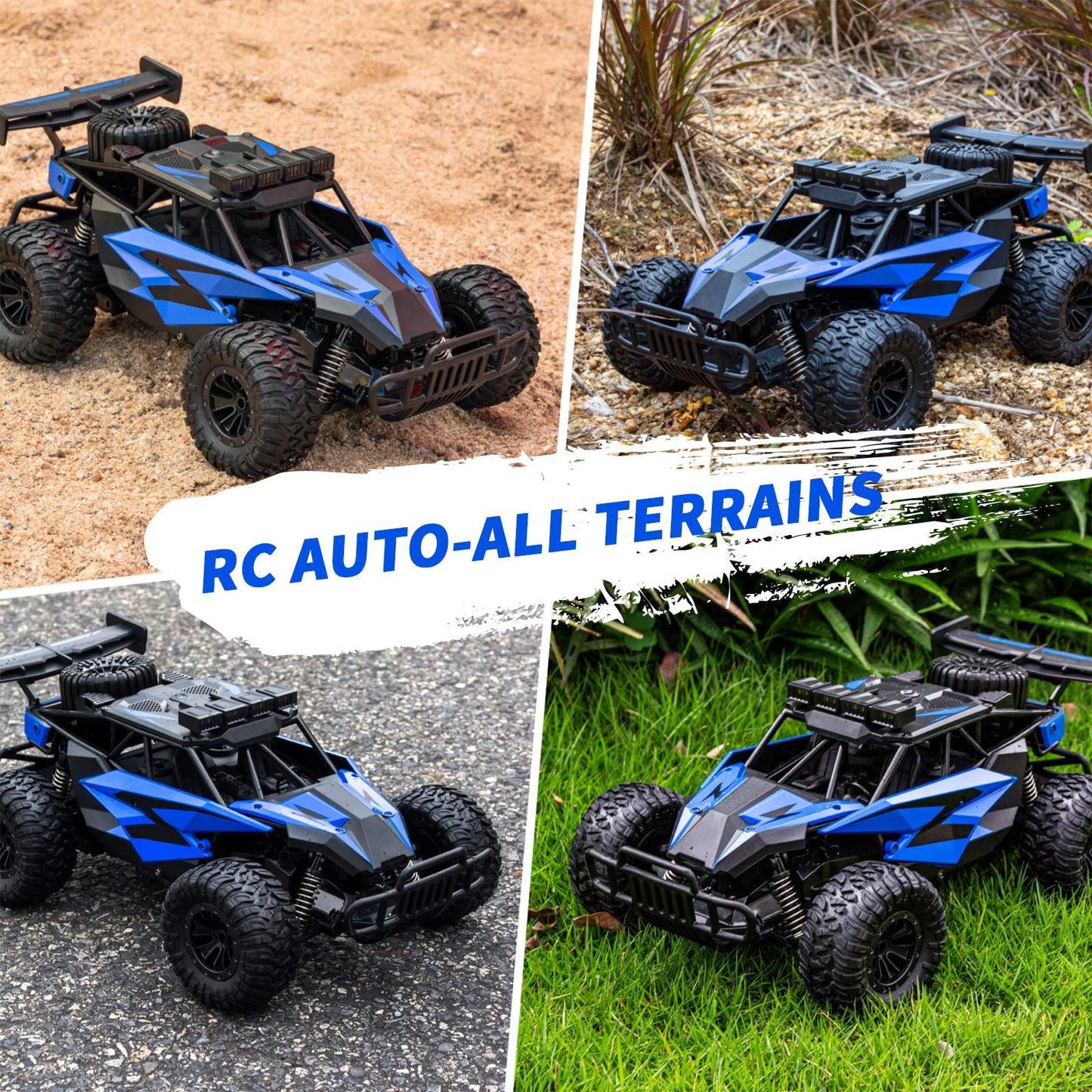 ACAMMZAR AT2 Remote Control Cars for Kids, 1:16 20+Km/h High Speed Off Road RC Car, All Terrains 2WD RC Trucks Vehicle, with 2 Batteries 50+min Play Time for Adults Boys 8-12