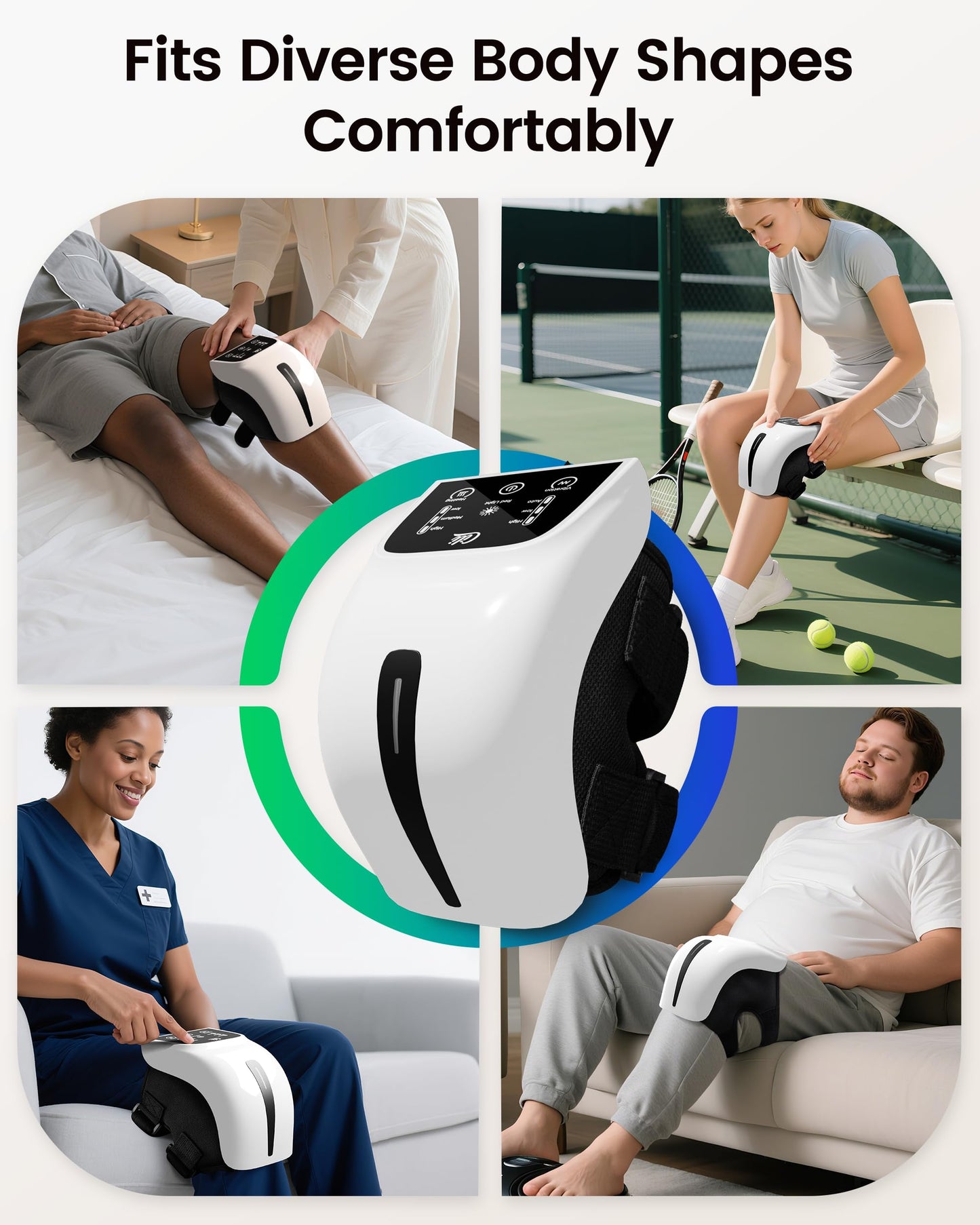 CILI Cordless Knee Massager with Heat & Vibration,Heated Knee Brace with 3 Heat & 3 Vibration,Knee Support for Knee with Low-Noise,Heated Knee Massager,Gift for Dad, Mom, Men, Women