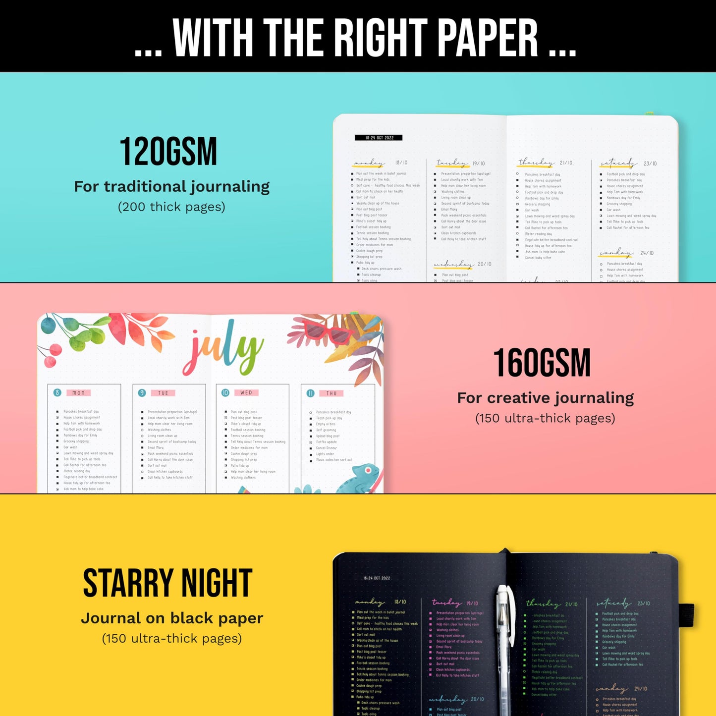 A5 Bullet Dotted Journal Notebook by STM | Thick Bleedproof 160gsm Paper, 150 Pages | Lay Flat Vegan Leather Hardcover | 2 Bookmarks, Printed Page numbers | Black Pen | 5.75 x 8.5 in | Charcoal