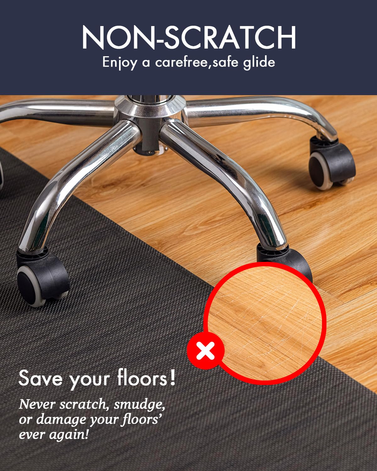 Office Chair Mat for Hardwood Floor Under Desk Computer Rolling Chair Mat for Wood/Tile Floor Non-Slip Heavy Duty PVC Plastic Hard Floor Protector 36" x 48" (Espresso)