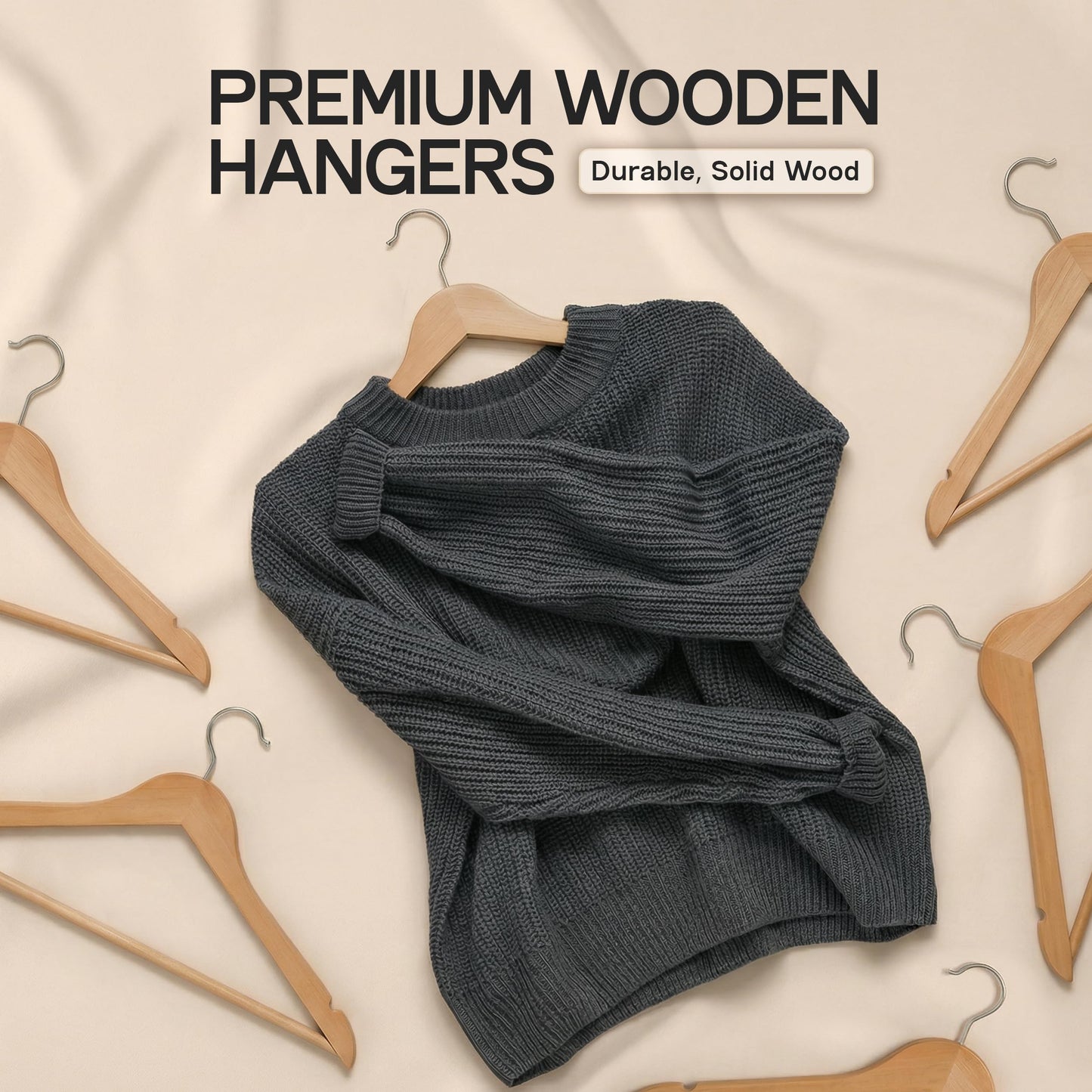 Beddora Wooden Hangers 30 Pack - 360 rotatable Swivel Hook Durable & Slim Lightweight with Shoulder Grooves - Wood Hanger for Clothes Coats Pants Suits Jackets in Natural
