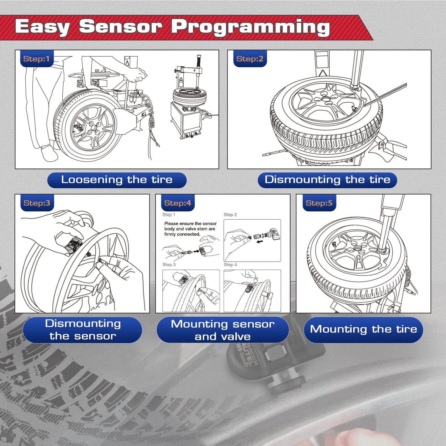 Autel TPMS MX Sensor 315Mhz/ 433Mhz 2in1 Tire Sensor, OE Level Press-Release Universal TPMS Sensors 100% Cloneable by TPMS Tool TS408 TS501 PRO TS508 TS508WF MS906TS MS906 PRO-TS (1PCS Metal Stem)