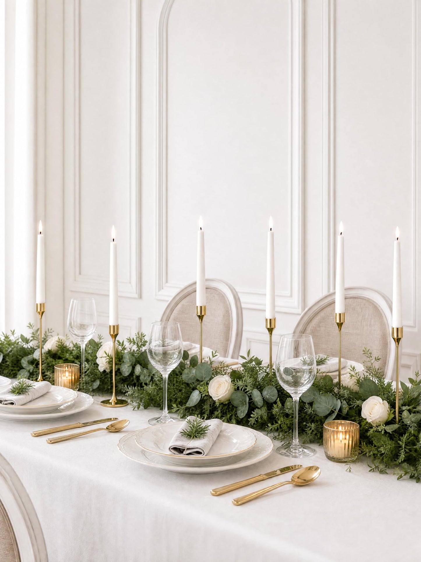 NLBTW French Gold Taper Candle Holders Set of 6, Premium Metal Candlestick Holders for Table or Mantel Decor Centerpiece, Candle Stick Holder Decor for Wedding, Dinning, Party or Anniversary