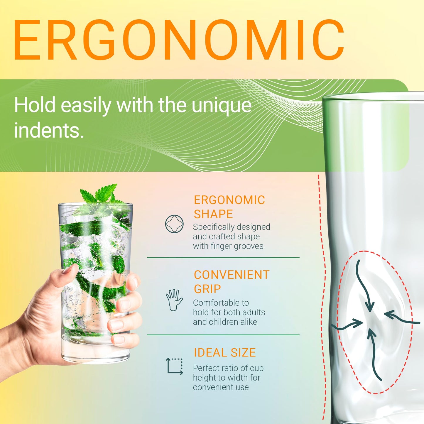 Bravario Unbreakable Plastic Drinking Glasses Set of 4 - Shatterproof Plastic Tumblers, Tritan Clear Cups, BPA Free Reusable Water Glasses, Dishwasher Safe Highball Drinkware, 17 oz