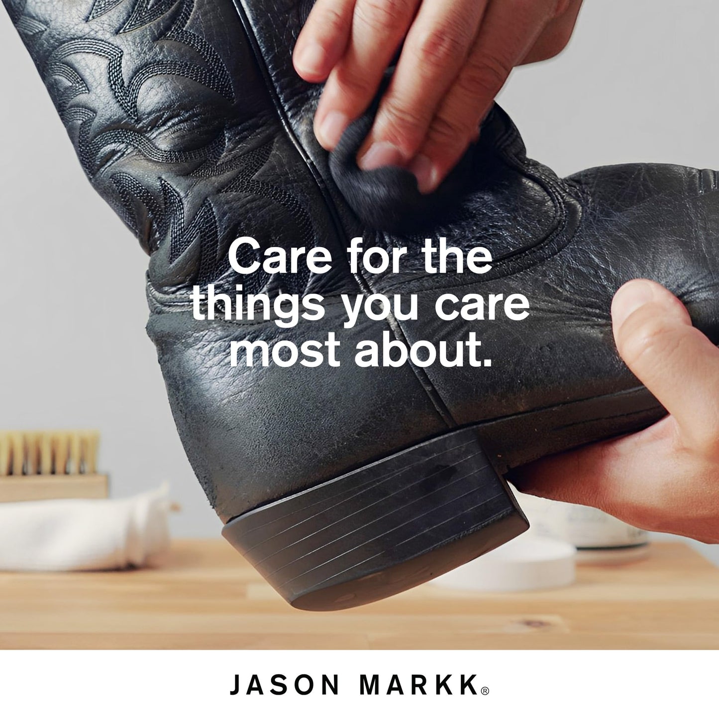 Jason Markk Leather Conditioner and Cleaner Kit - Complete Leather Care | Premium Balm, 4oz Foam Cleaner & Brush | For Boots, Dress Shoes, Jackets | Moisturizes, Cleans & Protects