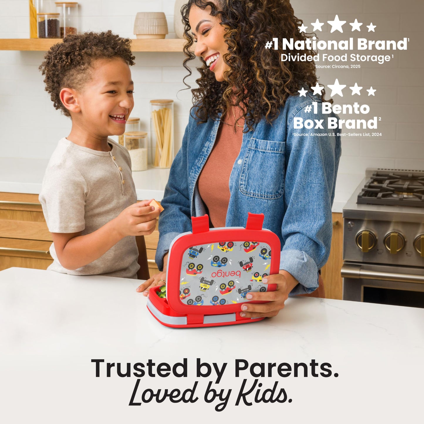Bentgo Kids Prints Leak-Proof, 5-Compartment Bento-Style Kids Lunch Box - Ideal Portion Sizes for Ages 3 to 7 - BPA-Free, Dishwasher Safe, Food-Safe Materials - 2021 Collection (Trucks)