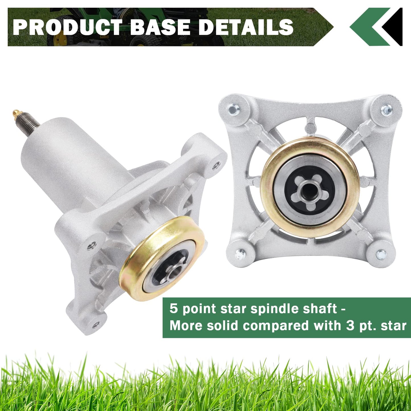 CheeMuii Deck Blade Spindle Assembly for Husqvarna 532187292,587125401 587820301532192870 532187292 532187281 539112057 54-Inch Riding Lawn Mower Deck with Bolt Tapped and Zerk Fitting