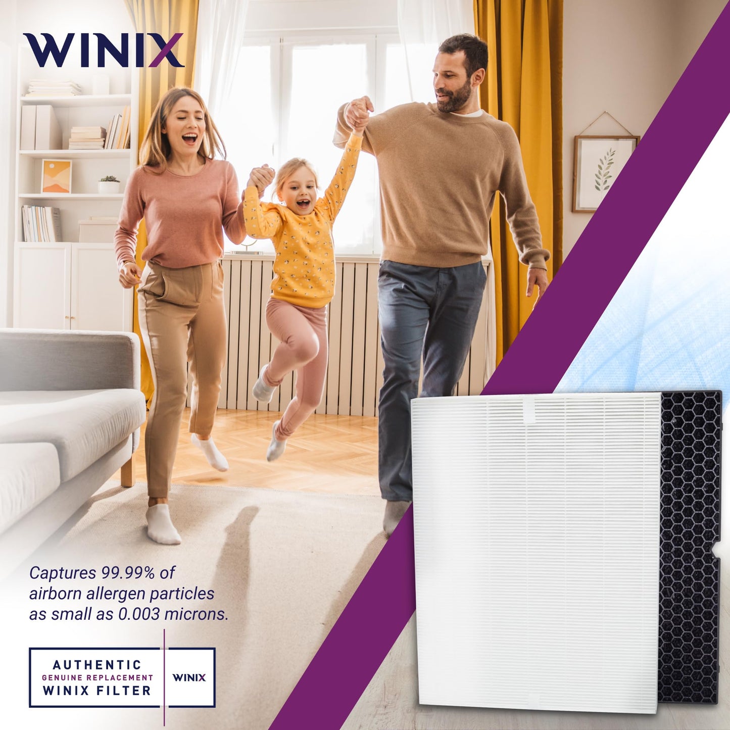 Genuine Winix 116130 Replacement Filter H for 5500-2 Air Purifier, White