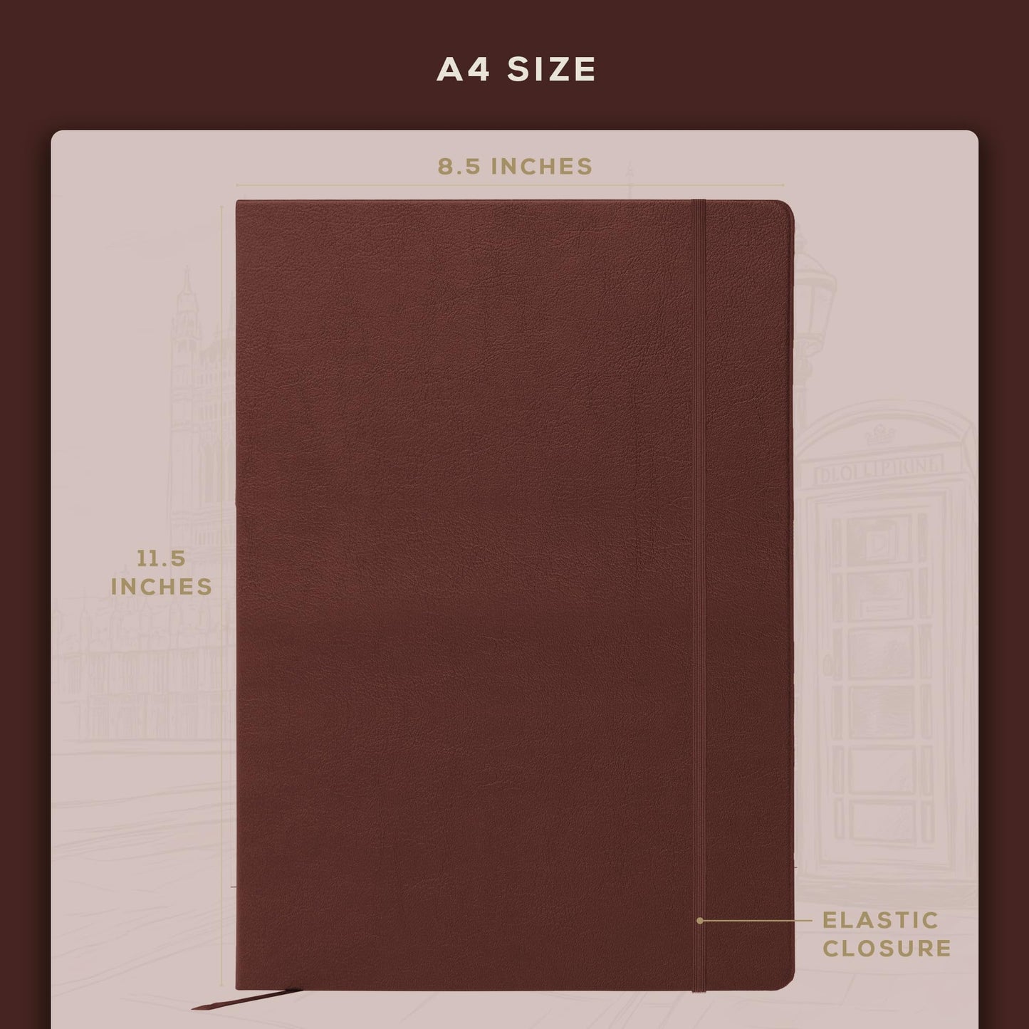 Beechmore Books Blank Sheet Music Notebook – A4 8.5"x11.5" for Songwriters, Musicians & Composers, 156 Thick 120gsm Pages, 10-Staff Perforated Sheets, Vegan Leather Hardcover, Elastic Closure, Gift Box