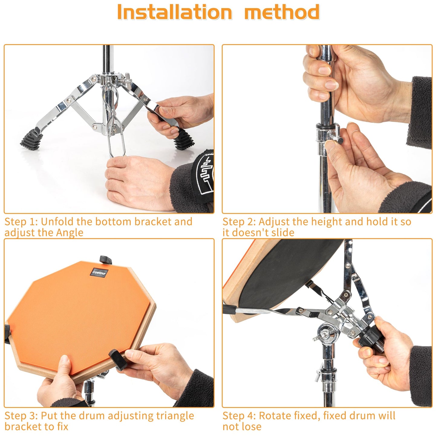 AKOZLIN Snare Drum Stand with Drum Sticks Holder Double Braced Tripod Snare Stand for 10 to 14 Inch Snare Drum Pad Height Adjustable 16.1 to 22 Inches