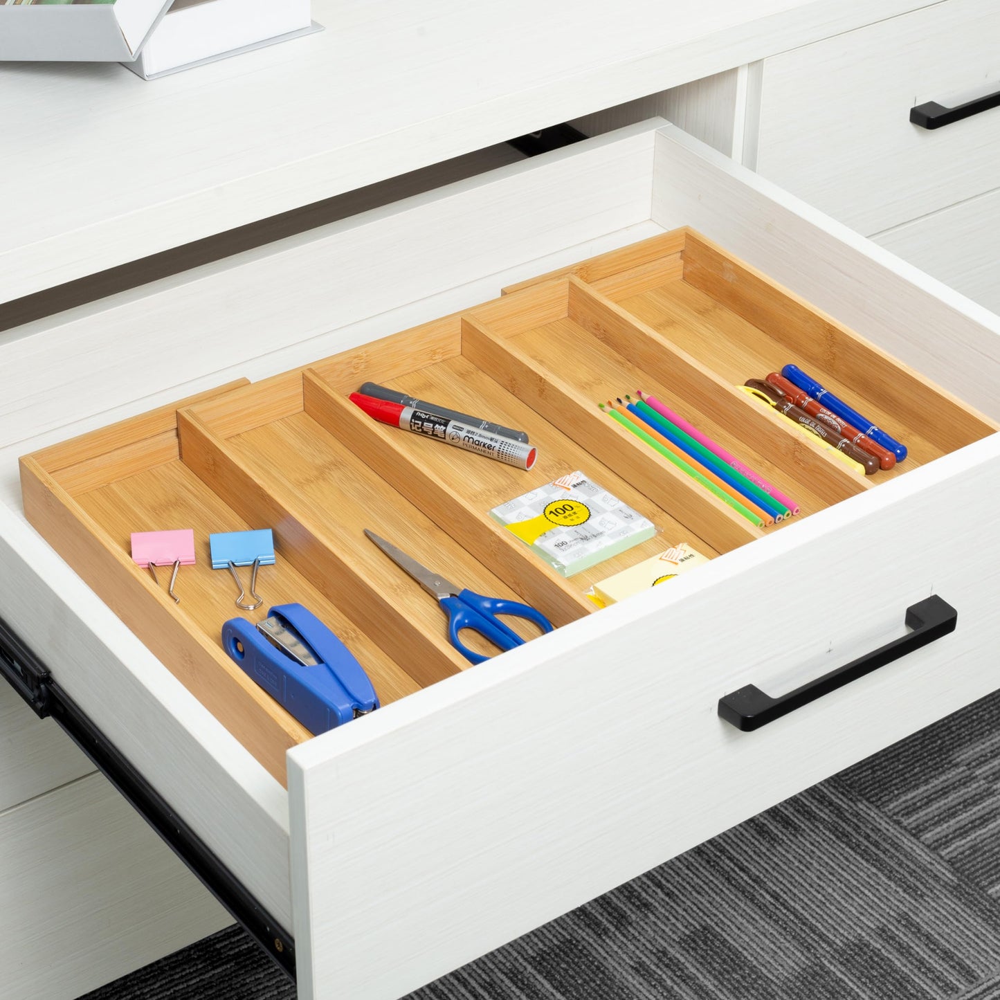 Utoplike Bamboo Expandable Kitchen Drawer Organizer, Adjustable Utensil Holder and Cutlery Tray, Drawer Divider For Silverware, Flatware, Knives In Kitchen, Bedroom, Living Room
