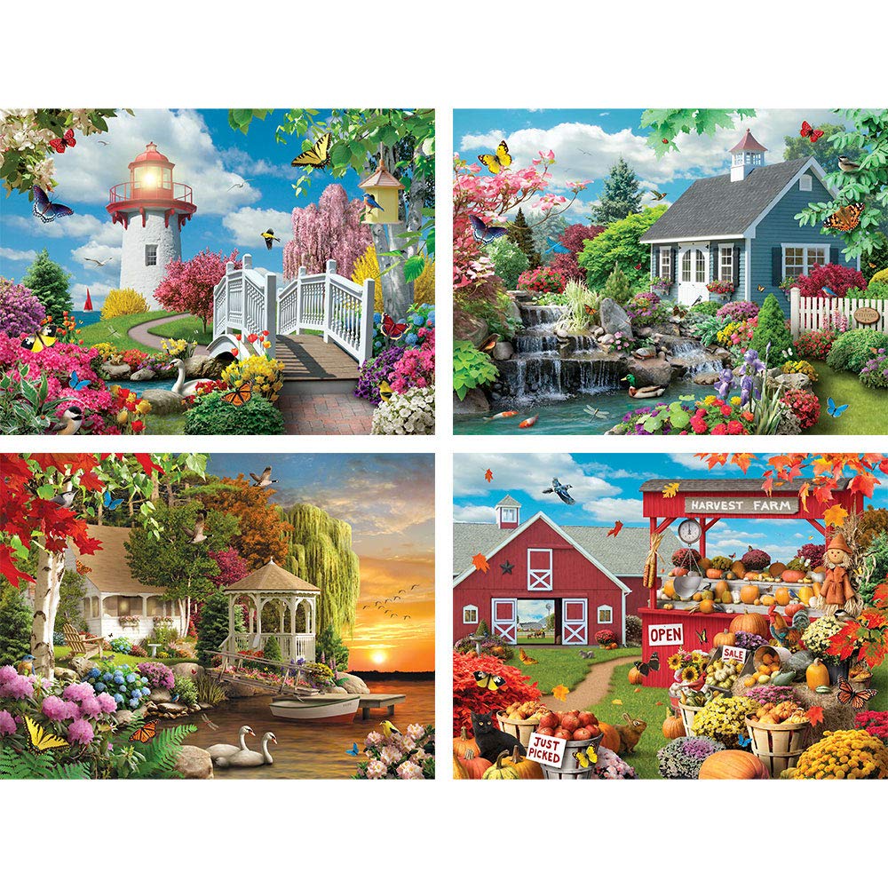 Bits and Pieces - 4-in-1 Multi-Pack - 500 Piece Jigsaw Puzzles for Adults-Each Measures 16" x 20" (46cm x 61cm)-Scenic Beauty by Artist Alan Giana