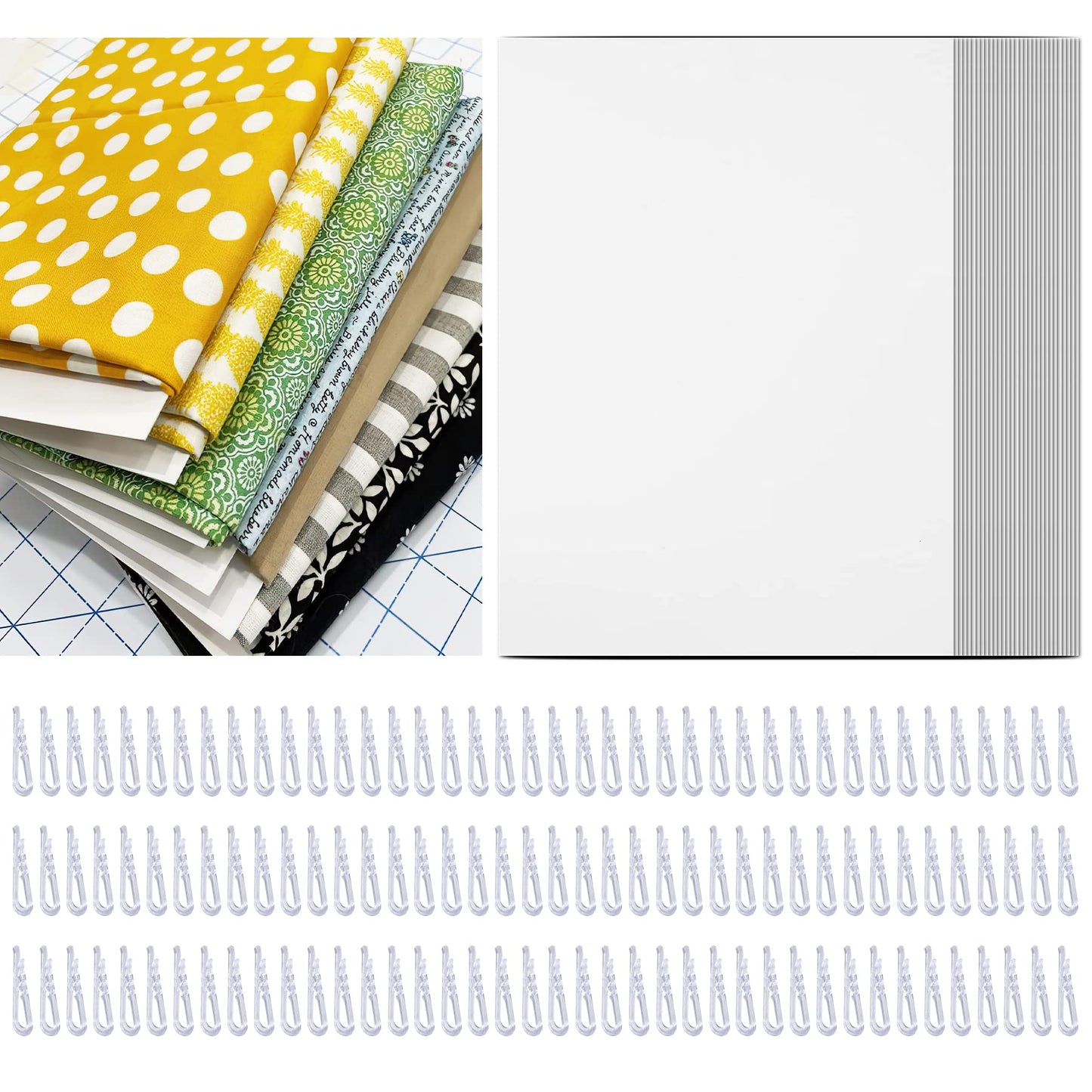 30 Pcs Thicken Comic Book Boards and 120 Pcs Clear U Shape Plastic Alligator Clips, Thickness 1 mm Fabric Organizer Boards for Folding and Storing Fabric, 7.5 x 10.6 Inch (30)