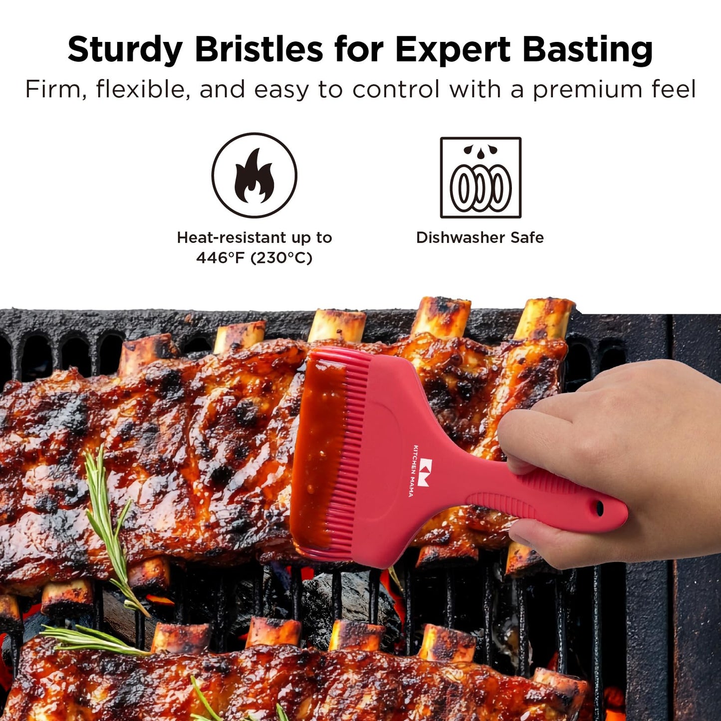 Kitchen Mama Platinum Silicone Extra Wide Pastry & Basting Brush Utensil Set – Heat Resistant, Dishwasher Safe, BBQ Grilling, Cooking, Baking, Perfect for Outdoor, and Butter, Egg Wash, Oil and Sauce