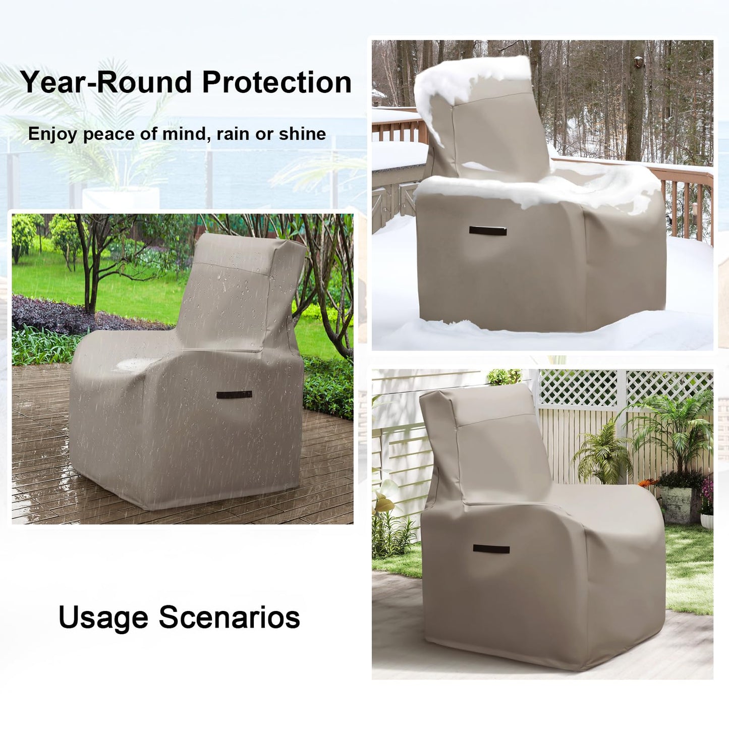 Skypatio Patio Chair Cover Waterproof, Outdoor Furniture Storage Cover for All Weather Protection (Khaki)