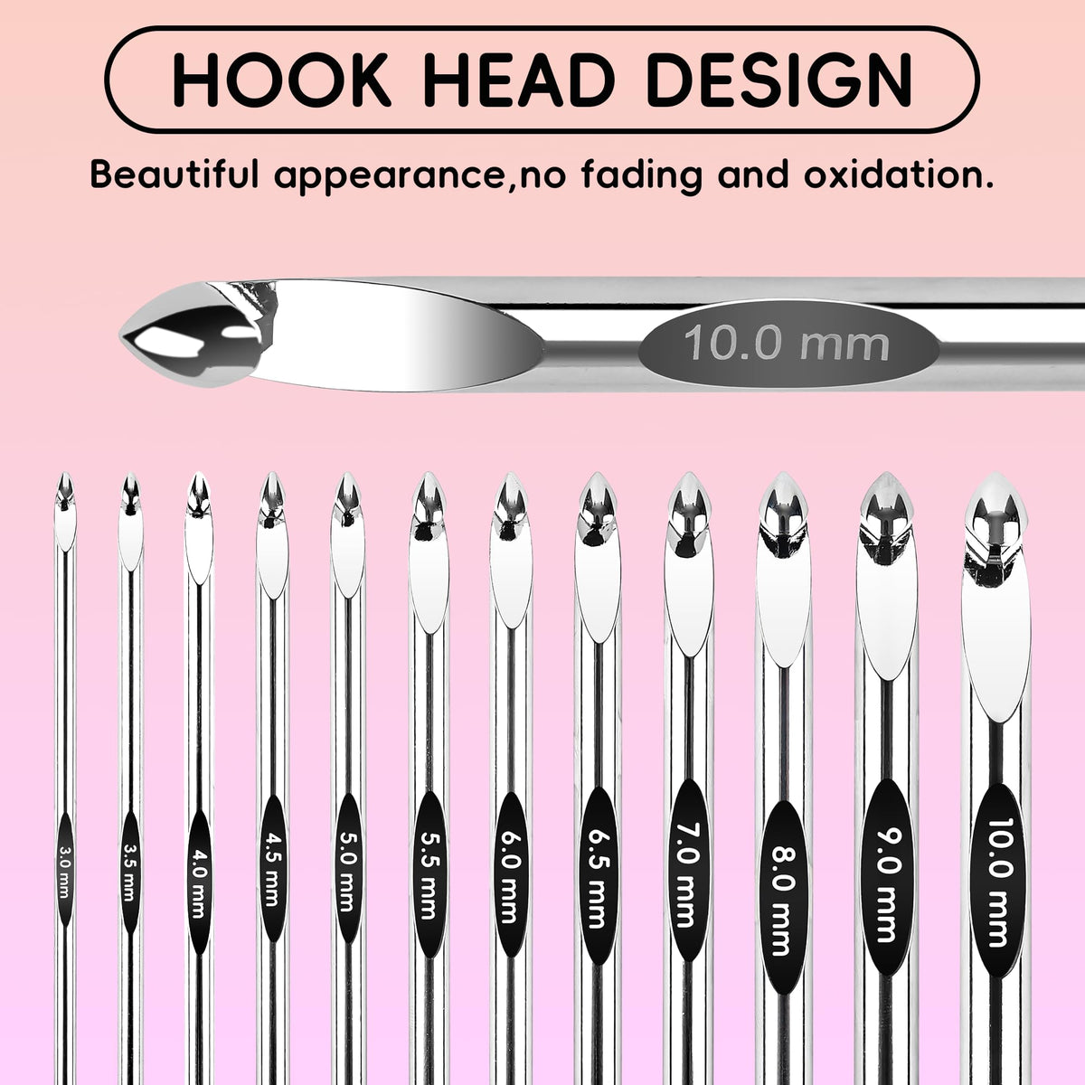 Tunisian Crochet Hooks Set with Cable, 26PCS Interchangeable Aluminum Crochet Hooks 3mm-10mm, Long Crochet Hooks, Anti-Twist Swivel Cables, Ergonomic Lightweight Crochet Hook Set with Case