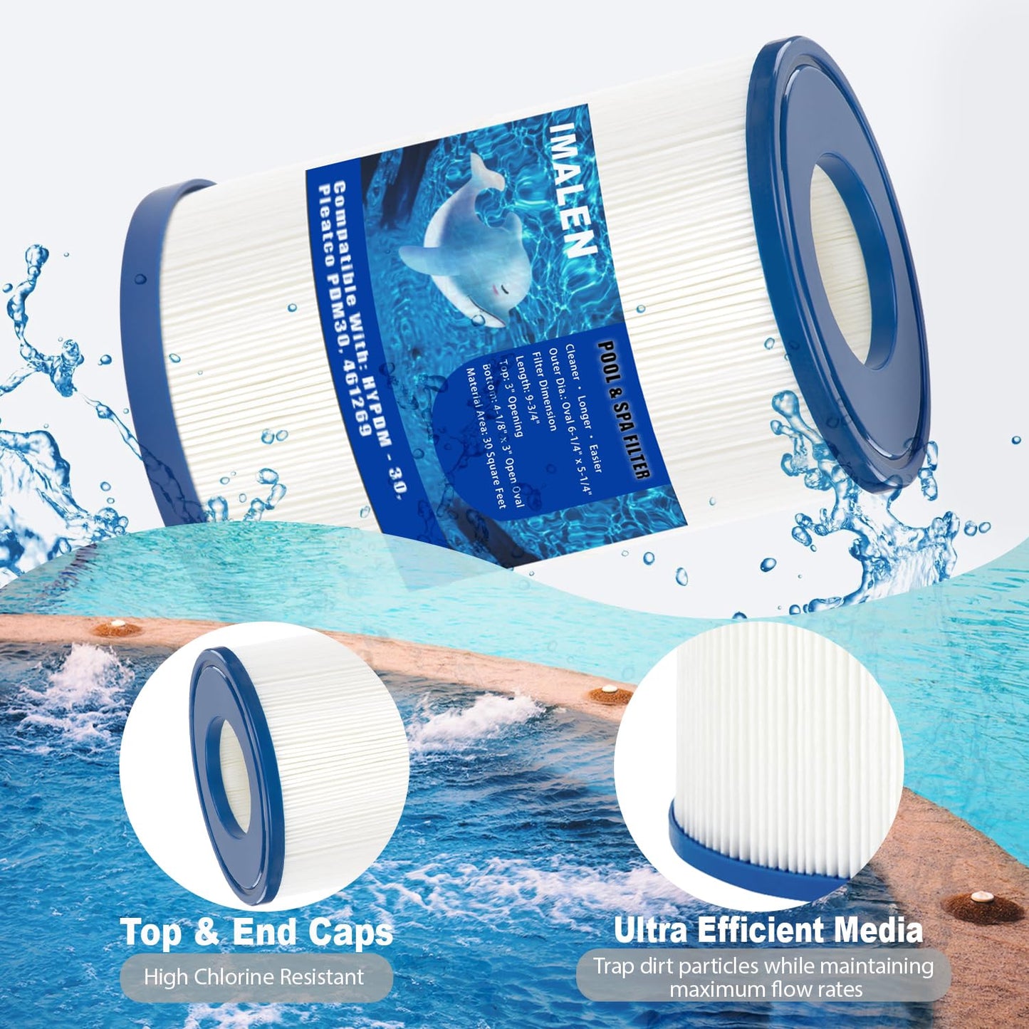 IMALEN Oval Spa Filter Compatible with PDM30 Replaces Dream Maker Hot Tubs 461269, Filbur FC9940M and Odyssey, Big EZ, EZL, Crossover 730L, 730S Hot Tub Filter Cartridge, 2 Pack