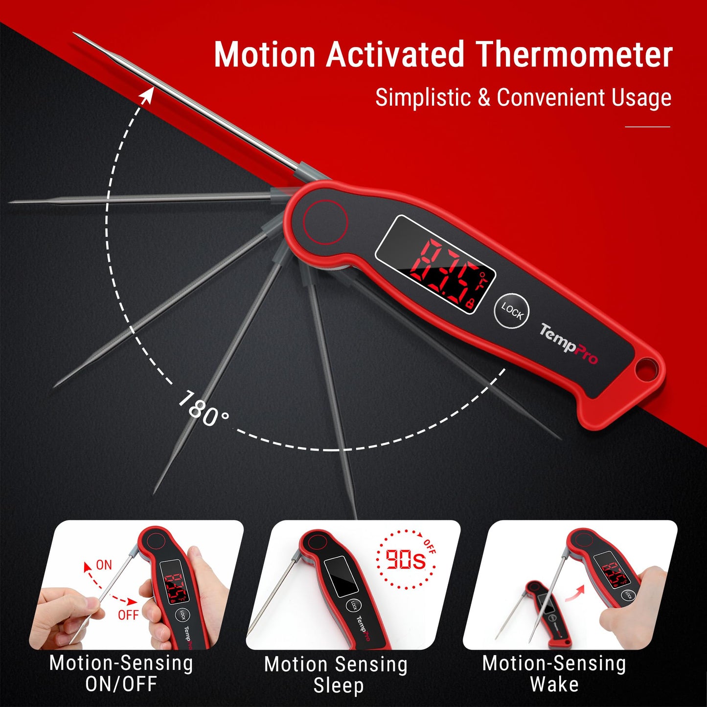 TempPro TP19 Waterproof Digital Meat Thermometer for Grilling with Ambidextrous Backlit & Thermocouple Instant Read Kitchen Cooking Food Thermometer for Oil BBQ Grill Smoker (Previously ThermoPro)