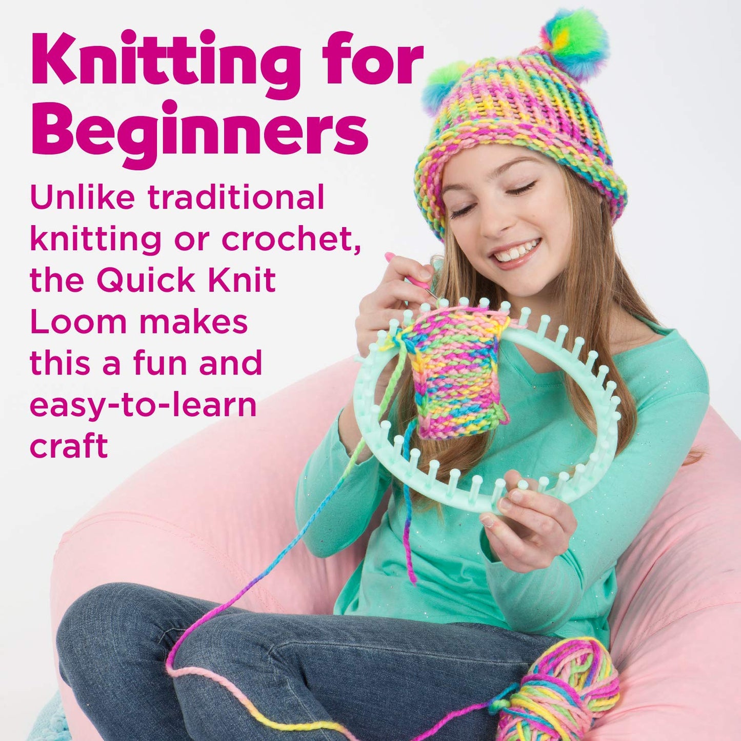 Creativity for Kids Quick Knit Loom – Teaches Beneficial Skills and Creativity – Easy to Use – For Ages 7 and Up