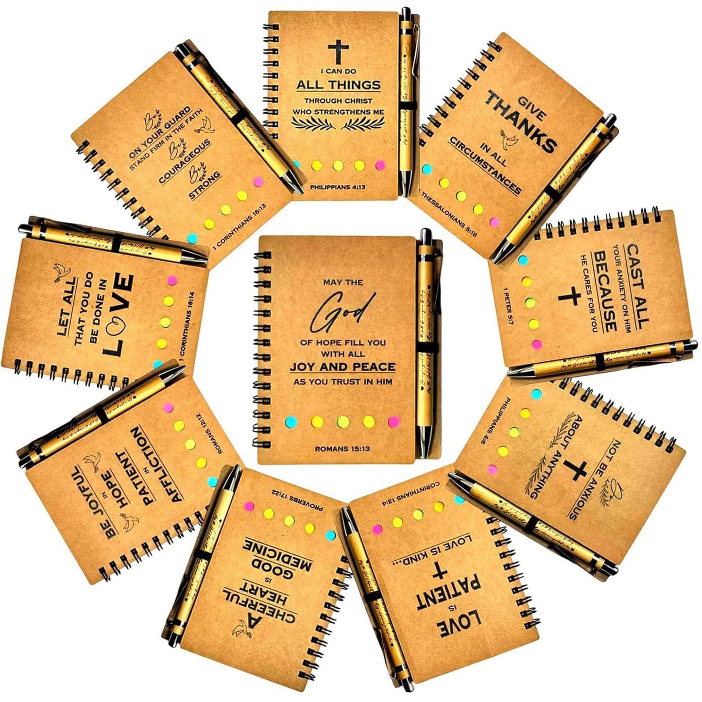 10 Sets Christian Notebooks Bulk Prayer Journals Inspirational Christian Gifts Bible Notebook with Bible Verse Pens for Women Men Church Members Bible Study Groups & Church Families