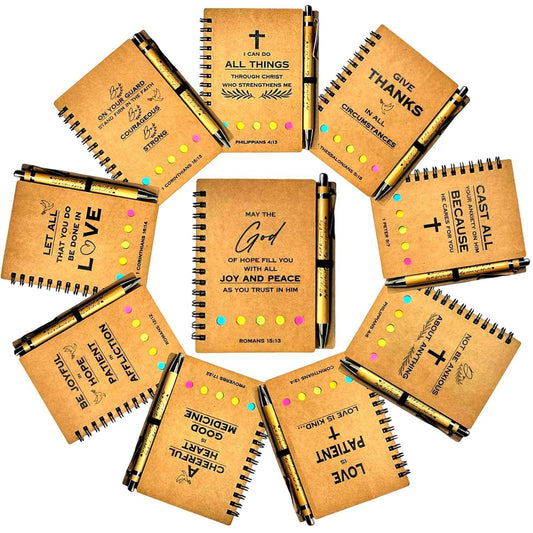 10 Sets Christian Notebooks Bulk Prayer Journals Inspirational Christian Gifts Bible Notebook with Bible Verse Pens for Women Men Church Members Bible Study Groups & Church Families