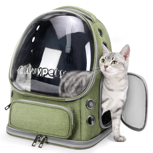 Cawypety Cat Carrier, Cat Backpack Carrier, Large Pet Carrier for Under 15 lbs, Dog and Small Pet, Breathable Cat Bag Carrier Used in Car, Hiking, Cycling Travel