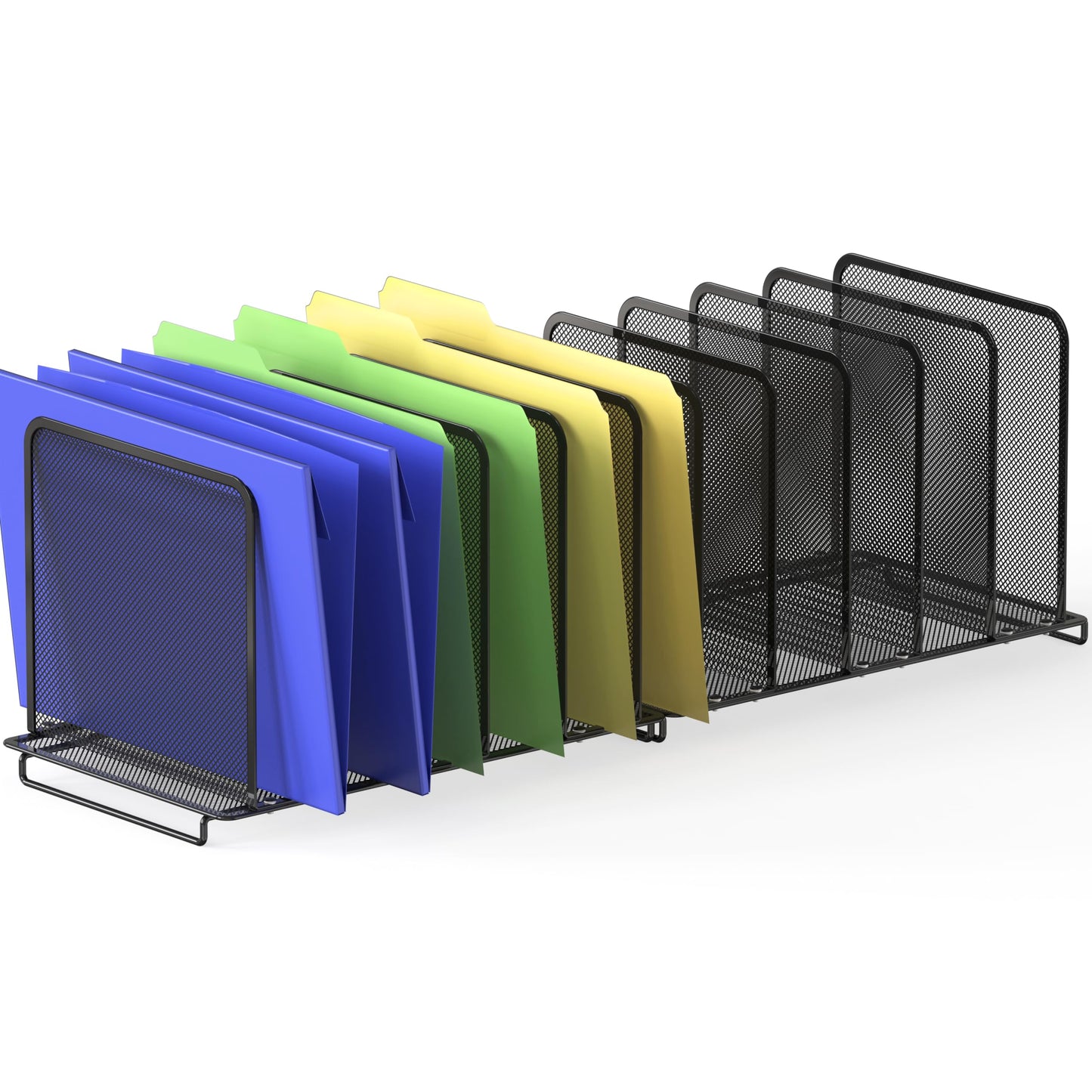 Simple Houseware Desk File Folder Expandable Sorter with 5 Section Upright, 2 Pack, Black