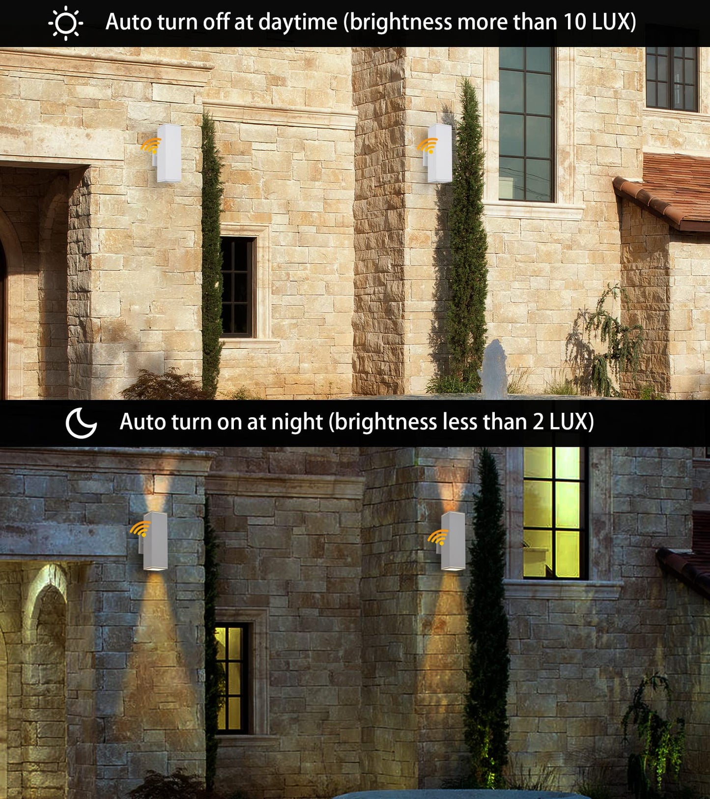 Dusk to Dawn Outdoor Lights Wall Mount, 2 Pack Waterproof Exterior Light Fixtures, Modern Anti-Rust Sensor Garage Lights Outdoor Wall Sconce Porch Lights Wall for House, Doorway, White, YOFOVI