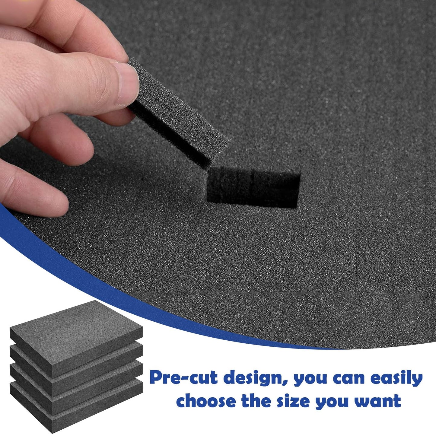 4PCS Pick and Pluck Foam, 16 x 12 x 2 Inch Square Foam Cube, Black Cushion Pick Apart Foams Insert for Board Game Box Cases Storage Drawer, Tool Box Foams