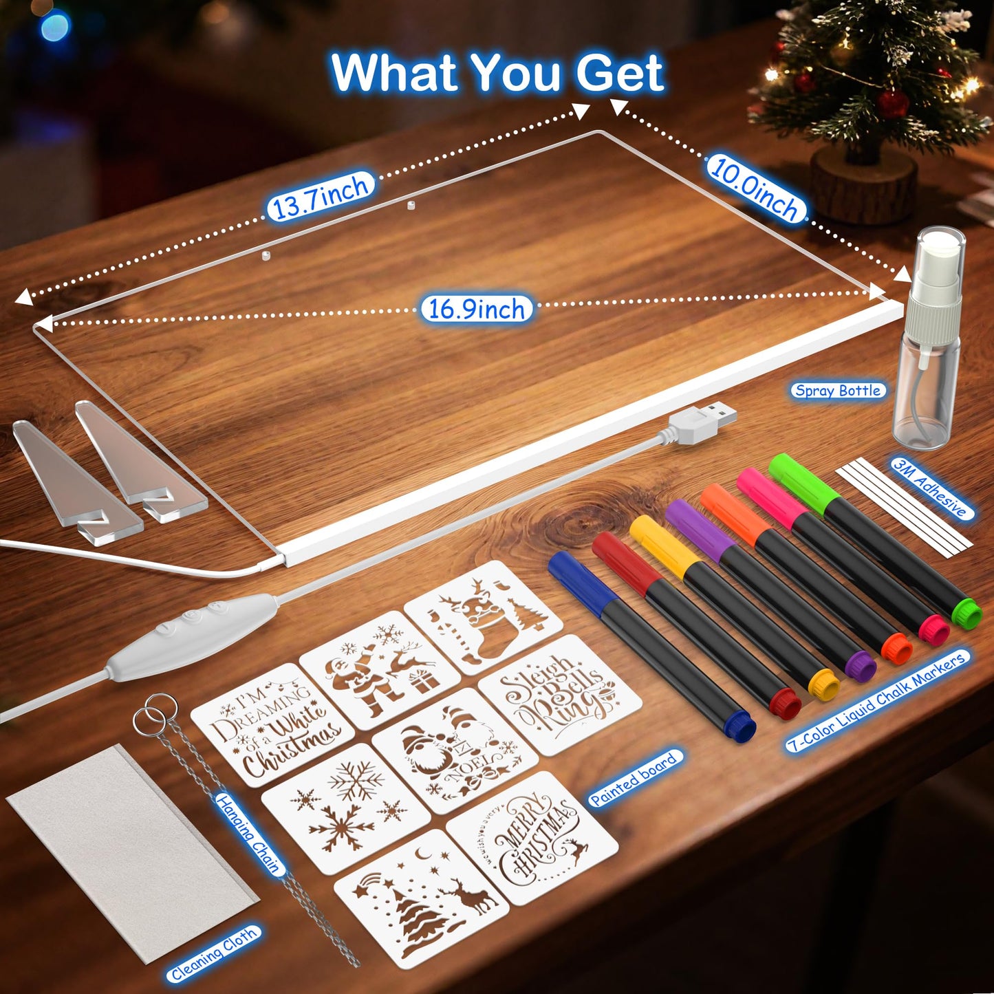 LED Drawing Board, Easter Gifts for Kids, 17" Light Up Reusable Glow in The Dark Drawing Tablet with 7 Colors, Erasable & No Mess Art Toy for Ages 3-12+, Best Birthday Gift for Girls Boys (2026 New)