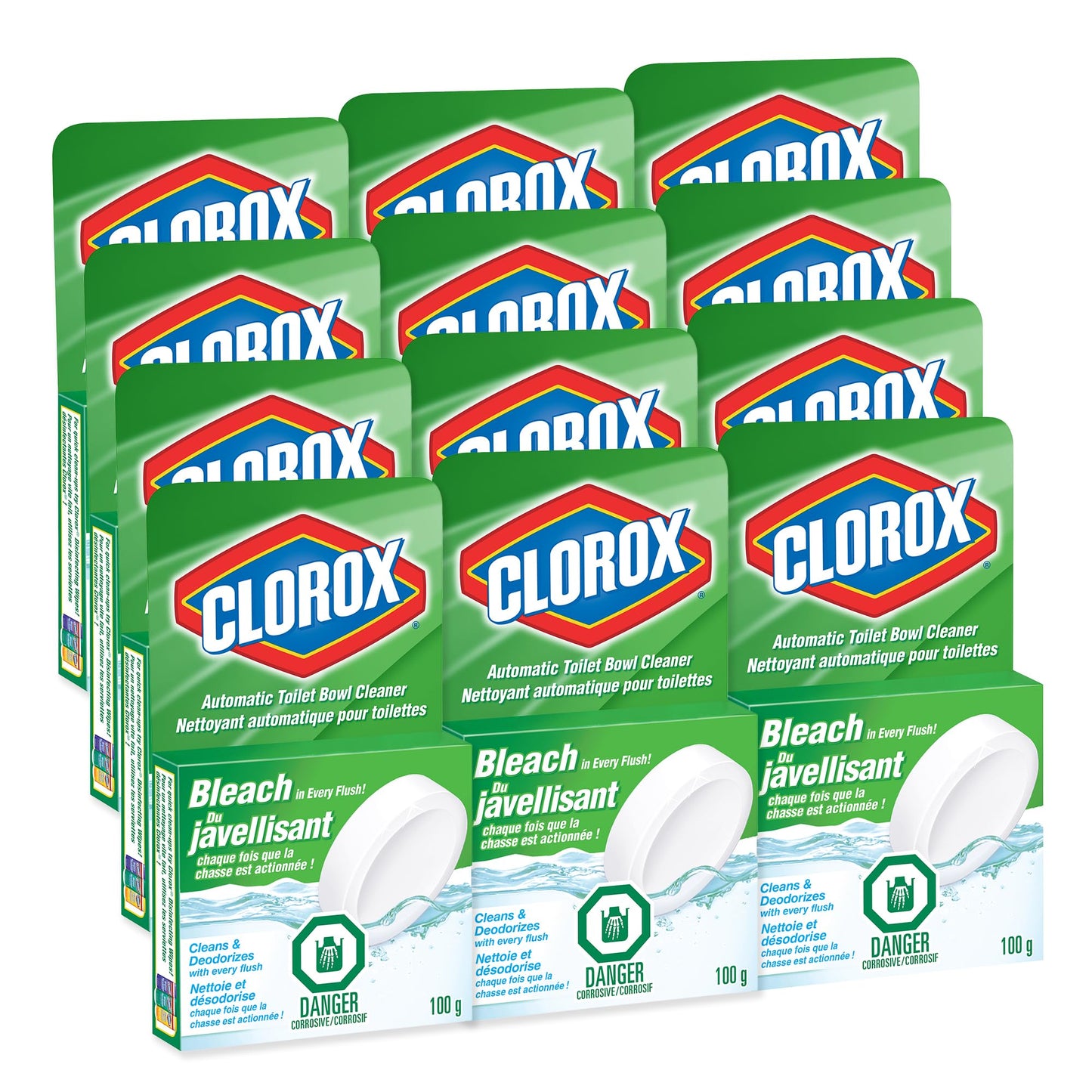 Clorox Automatic Toilet Bowl Cleaner with Bleach, 100 g, Multi-Pack of 12