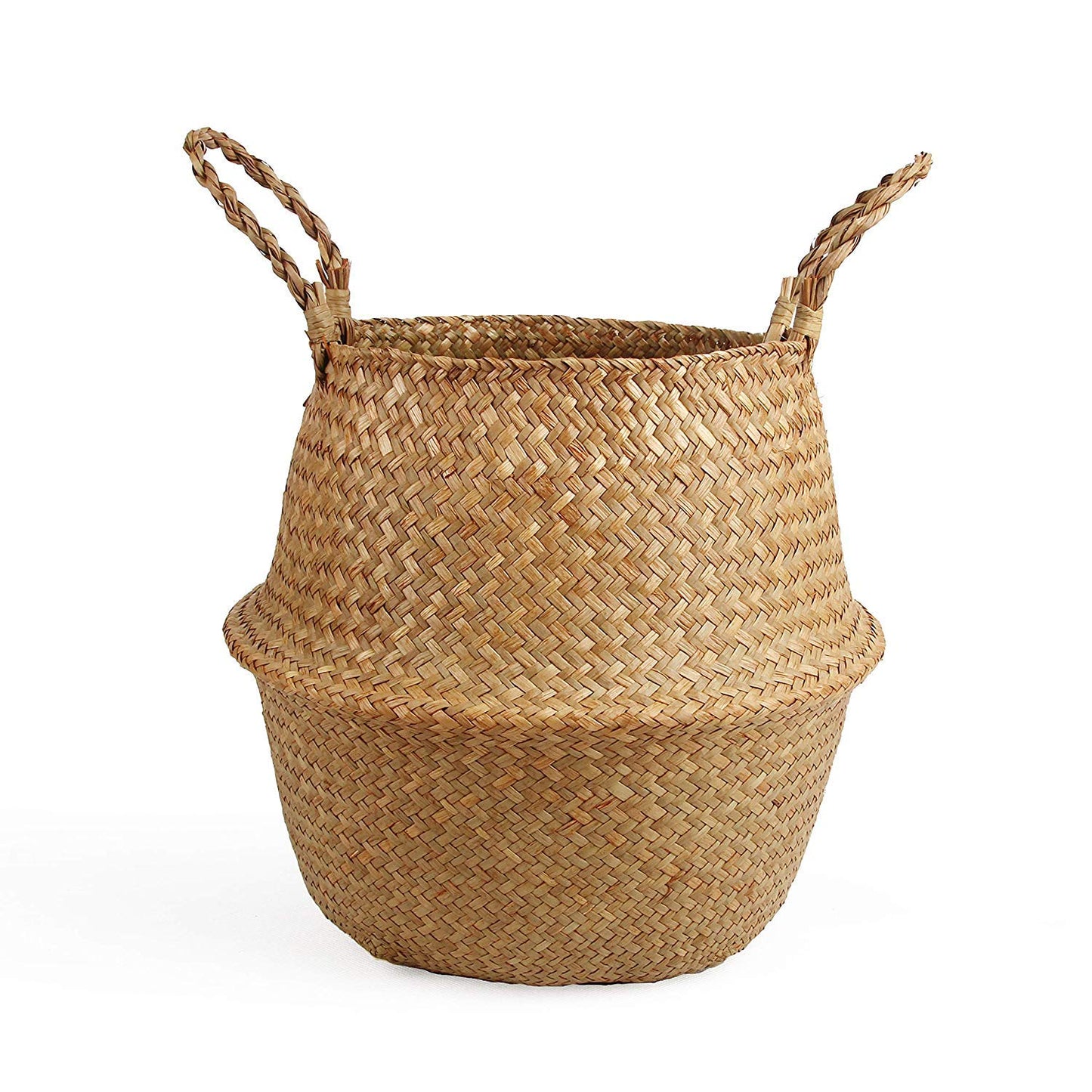 BlueMake Woven Seagrass Belly Basket for Storage Plant Pot Basket and Laundry, Picnic and Grocery Basket (Original, Large)