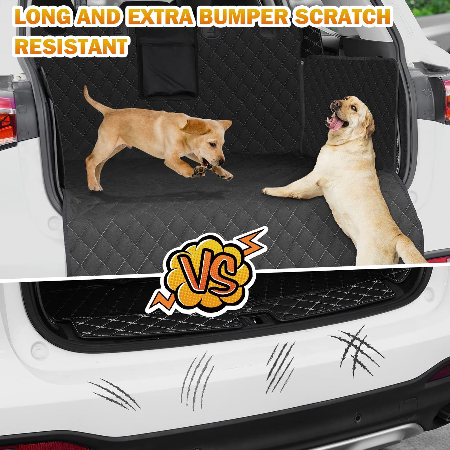 Portin Cargo Liner Pet Trunk Liner Mat SUV Dog Cargo Cover, Waterproof Dog Seat Cover for Back Seat Trucks SUV with Bumper Flap Protector, Nonslip Dog Seat Cover 185 x 105cm for Small Cars