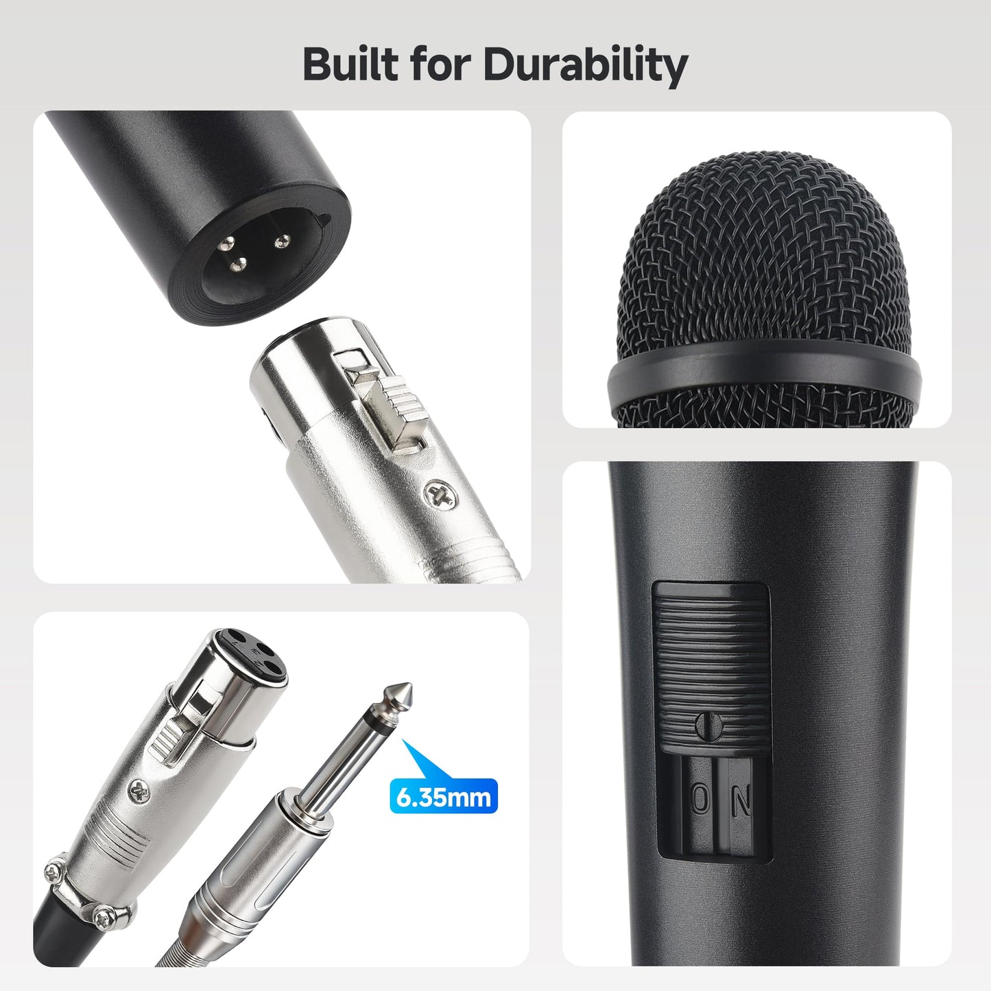 Cable Matters 2-Pack Cardioid Dynamic Vocal Microphones with 4.5m Cable, Wired Microphone for Singing/Singing Machine Microphone Karaoke