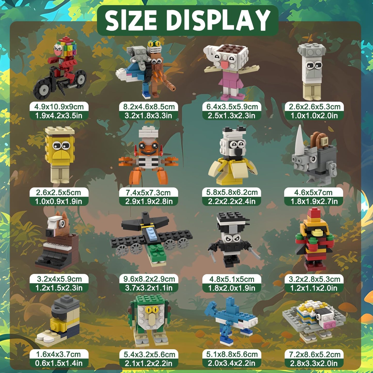 Myth Qholve Italian Brain Rot Unique Cartoon Characters Building Blocks 16 in 1 Educational & Entertaining & Adults