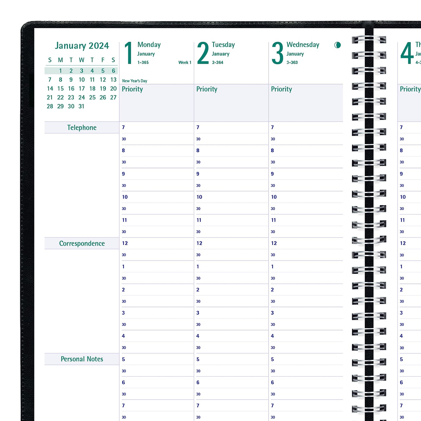 Blueline 2024 Timanager Planifi-Action Weekly/Monthly Planner, Appointment Book, 13 Months, December to December, Twin-Wire Binding, 11" x 8.5", English, Black (C5930.81T-24)