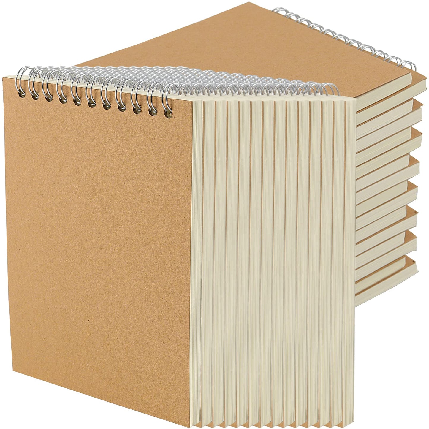 JOIKIT 30 Pack A6 Spiral Sketch Book, 4x6 Inch Spiral Bound Drawing Pad, Small Blank Steno Pads Kraft Cover Spiral Notebook for Sketching, Doodling, Painting, 60 Sheets/120 Pages, Brown