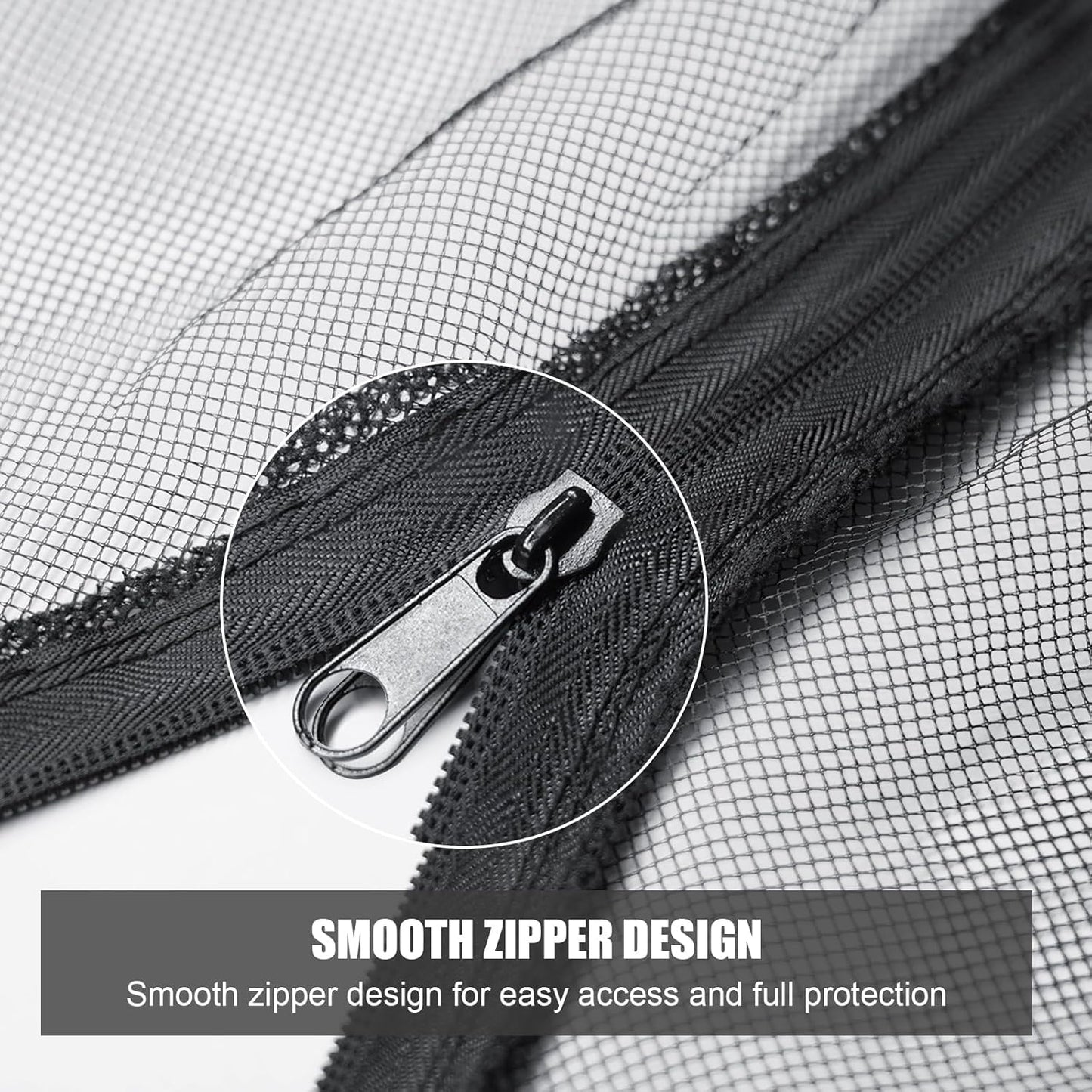 9-11 FT Umbrella Net for Outdoor Umbrella, Universal Patio Umbrella Mosquito Netting for Double-Sided Umbrella, Hanging Polyester Mesh Umbrella Screen for Patio Tables with Zipper, Black