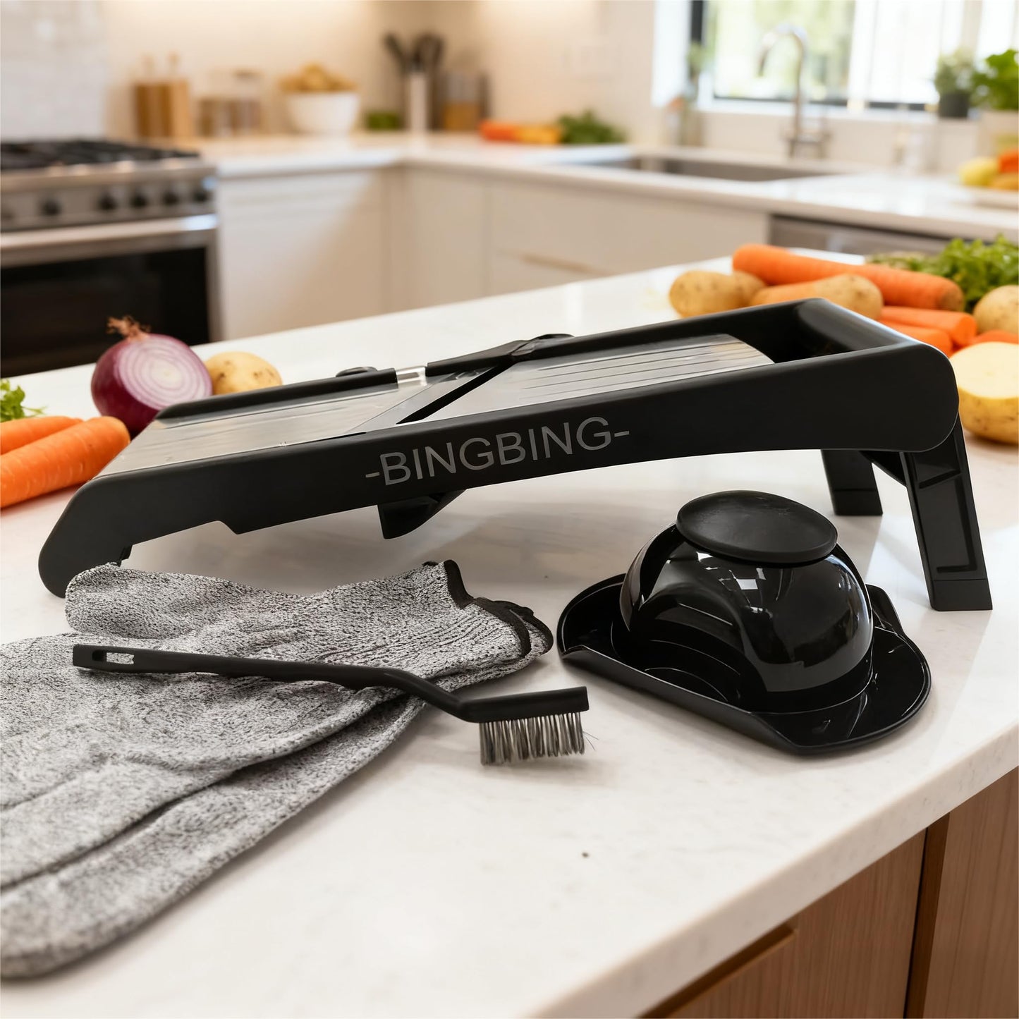 Mandoline Food Slicer for Kitchen, Adjustable Stainless Steel Mandoline Vegetable Slicer, Food Slicer Onion Potato Chip French Fry 7 in-1 Vegetable Slicer