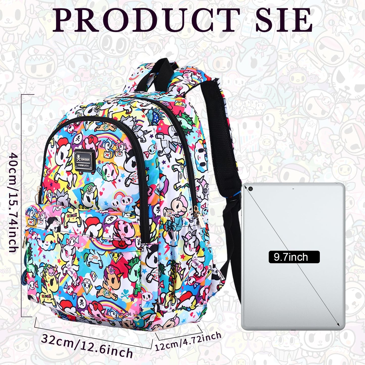 Tokidoki Travel Backpack for Women,Business Sturdy Fits 15.6 Inch Notebook Bookbag Computer Bag Laptop Backpack for Dailyuse Casual Daypack Fashion Anime Bags
