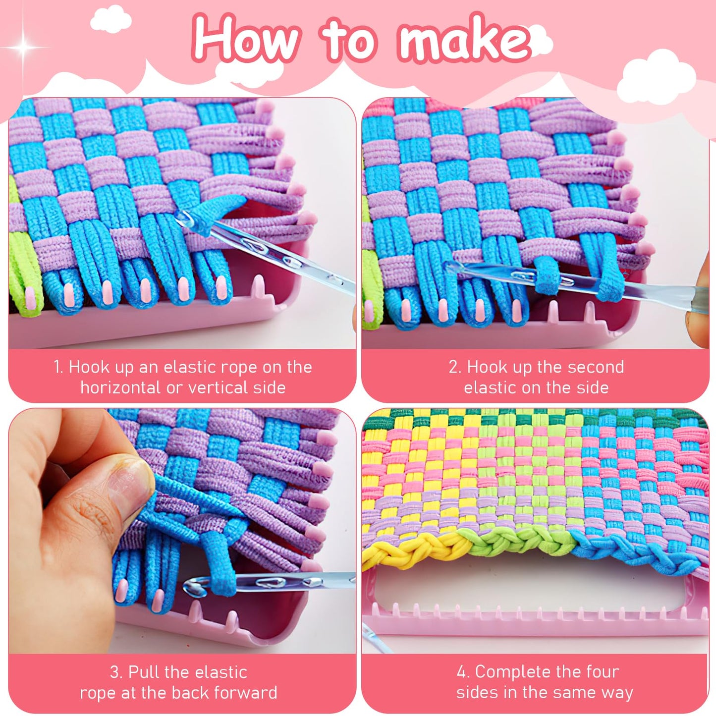 800Pcs Weaving Loom Kit for Kids, Pot Holder Loops Crafts for Girls, Rainbow Themed Durable Nylon DIY Crafts Weaving Loom Loops Refills for Ages 6 7 8-12 13 Craft Supplies