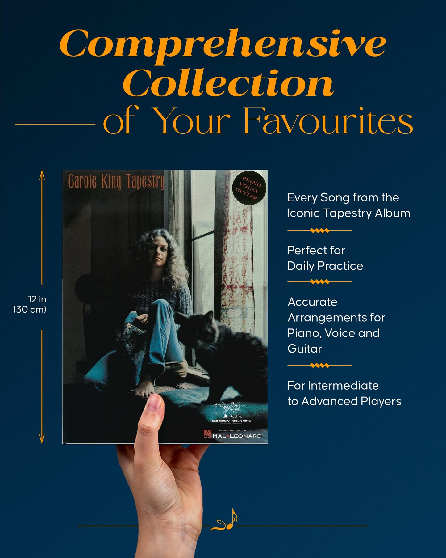 Carole King - Tapestry | Piano/Vocal/Guitar Songbook | Classic Pop Album Sheet Music for Singers Pianists and Guitarists | 12 Grammy-Winning Hits with Chords and LyricsStudents and Teachers