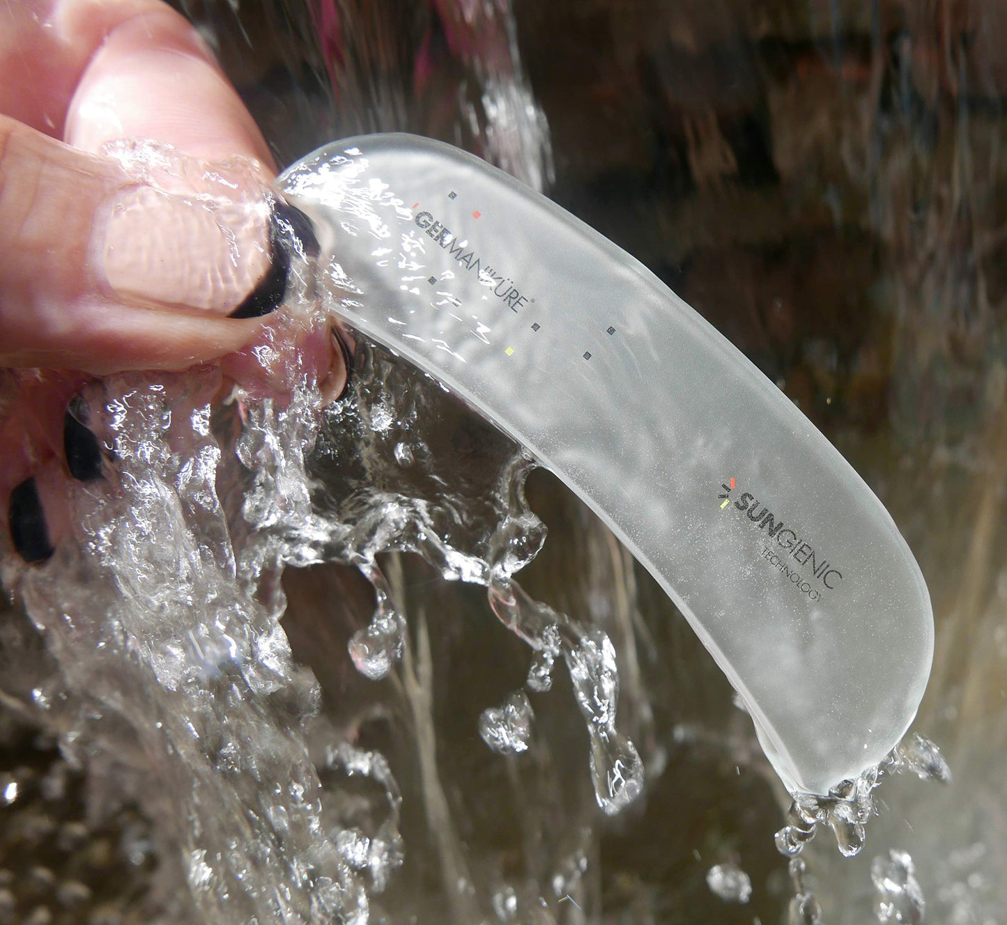 4pcs Manicure Set Genuine Czech Crystal Gray Glass Nail File Moon File Manicure Stick Pedicure Foot Care Bar in Black Leather by GERmanikure